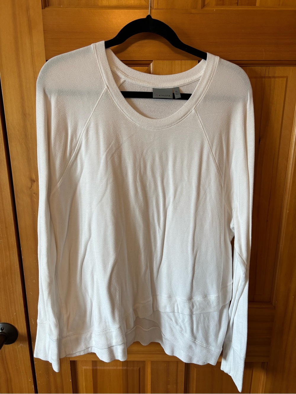 Athleta White Long-Sleeve Crewneck Pullover Sweatshirt